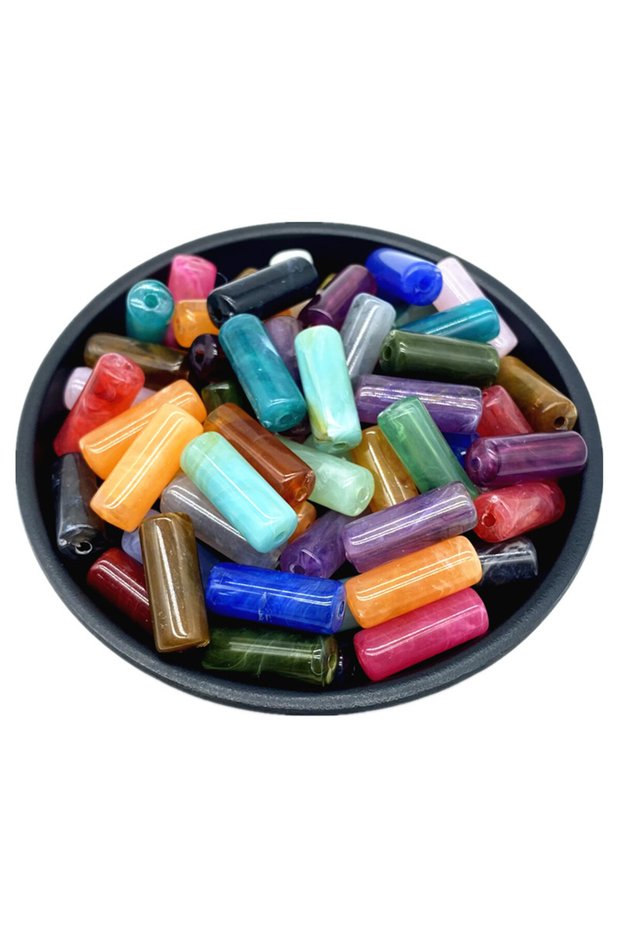 Random Mixing 20pcs/lot 8x20mm Cylinder Shape Acrylic Beads Loose Spacer Beads DIY Jewelry Accessori