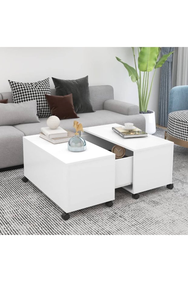 Coffee table, white, 75x75x38 cm, chipboard