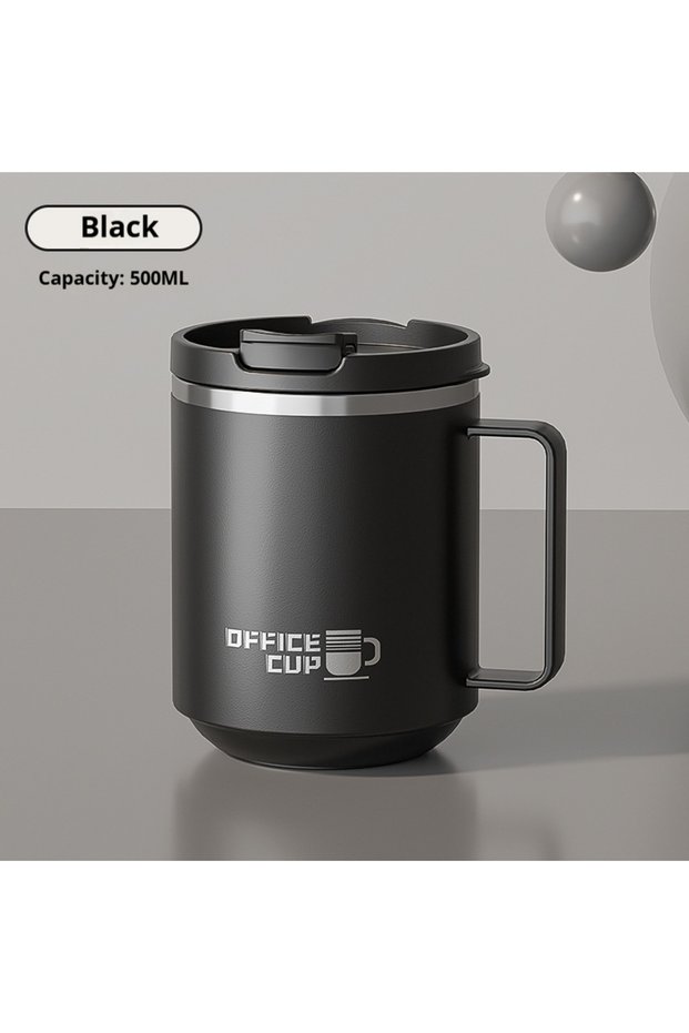 480ML Black 480ML Stainless Steel Double Wall Insulated Coffee Mug With Handle Keeps Cold and Heat