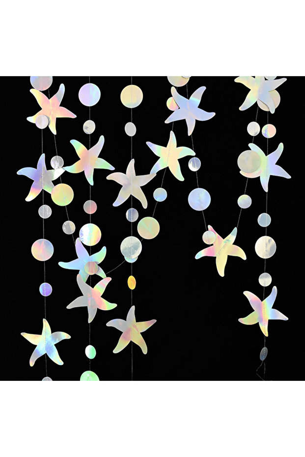 B01-4m Rainbow Mermaid Garland With Jellyfish, Shell, Starfish And Pearl Paper Streamers For Little