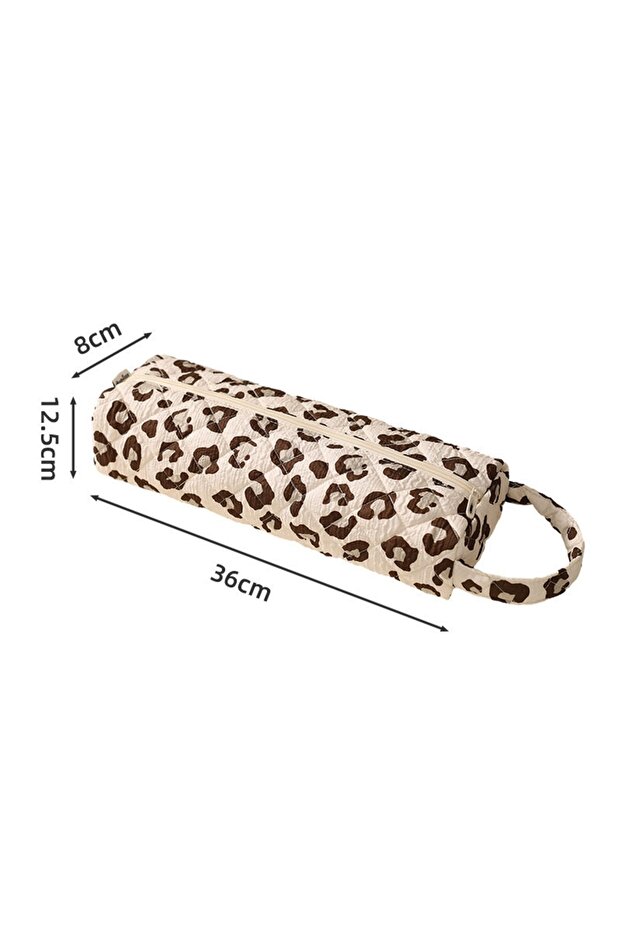 Leopard Travel Hair Dryer Storage Bag with Handle Dustproof Curler Storage Bag Large Capacity Soft Q