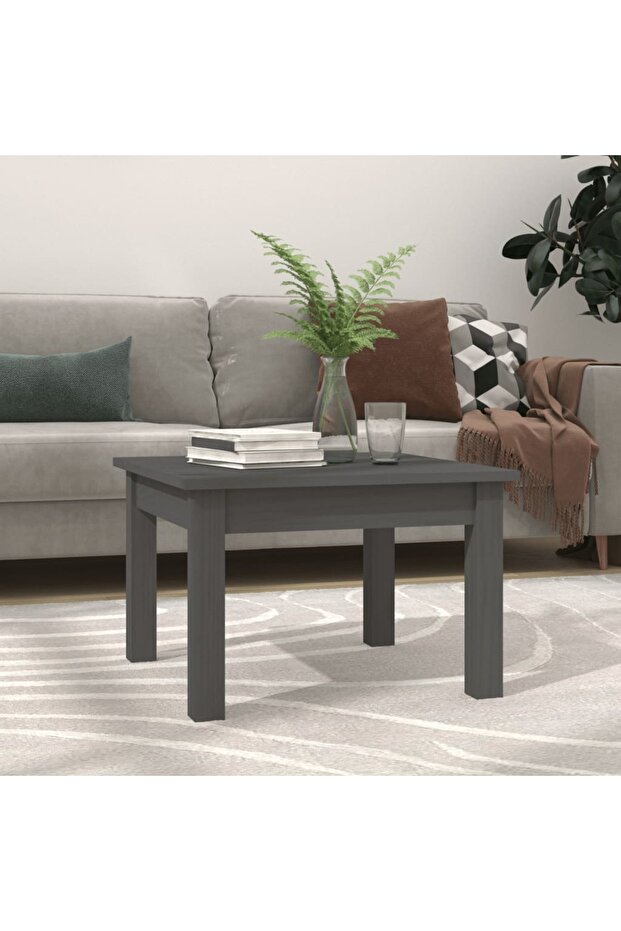 Coffee table, gray, 45x45x30 cm, solid pine wood - 1