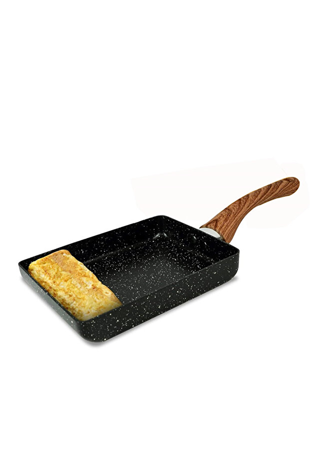 black Japanese Omelette Pan Nonstick Tamagoyaki Pan Omelette Frying Pan with Wooden Handle Breakfast