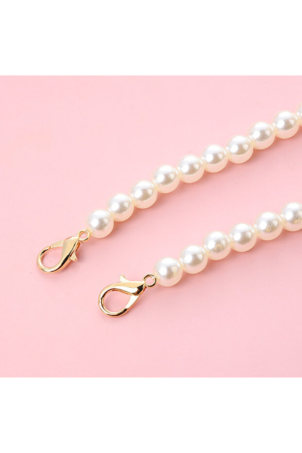 Golden 120cm Long Diagonal Pearl Phone Lanyard Handmade Detachable With Transparent Pad Phone Case H