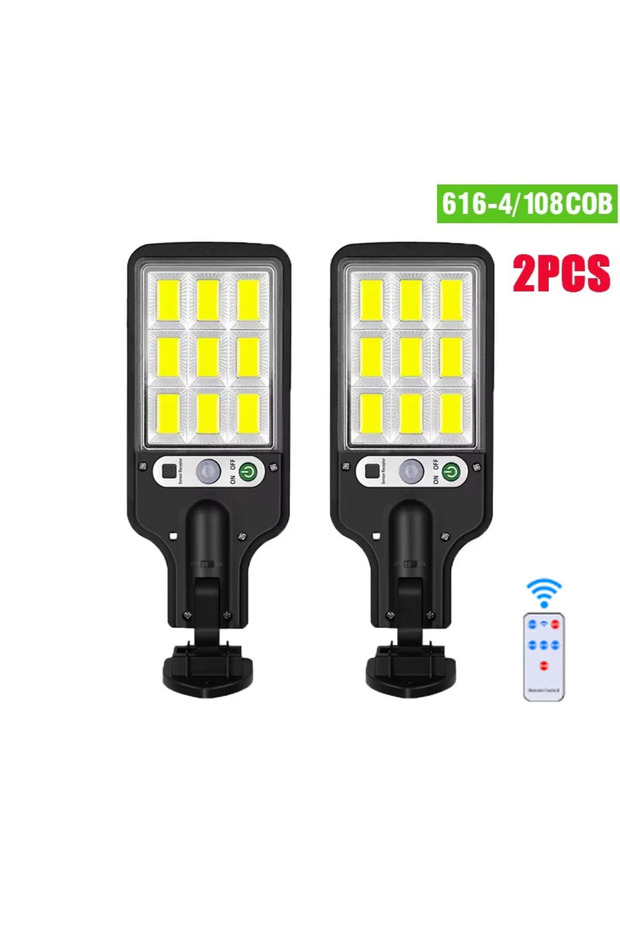108COB 2Pcs Powerful LED Solar Outdoor Led Courtyard Wall Lamp Rechargeable Human Body Induction Gar
