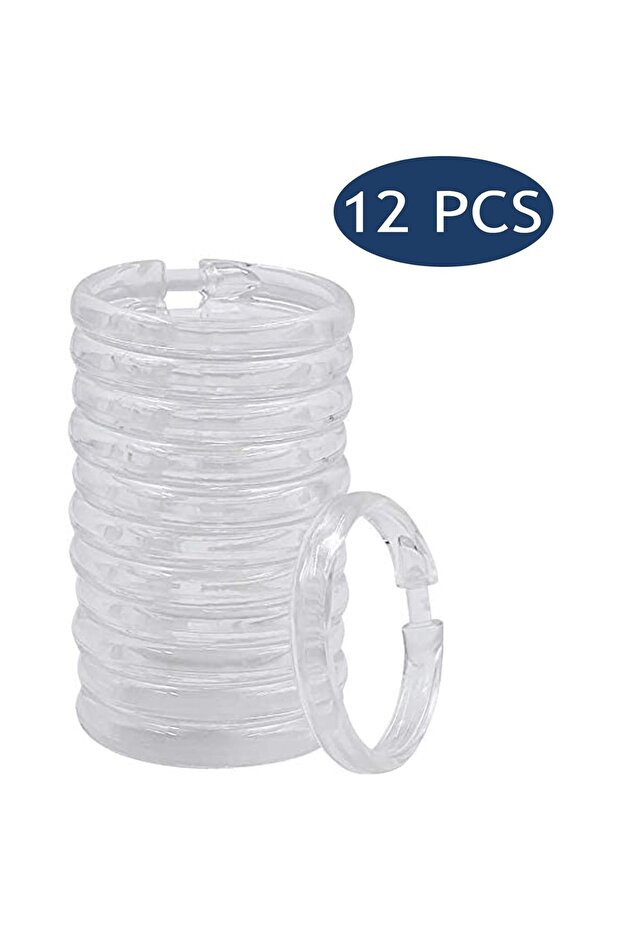 Clear 12pcs Circular Shower Curtain Rings, Bath Curtain Rings for Bathroom, Glide Easily on Bathroom