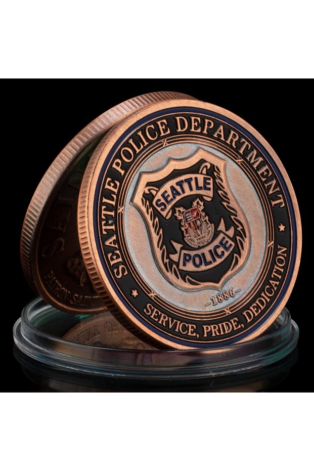Light Grey US Seattle Police Department Souvenir Bronze Plated Coin Patron Saint of Law Enforcement