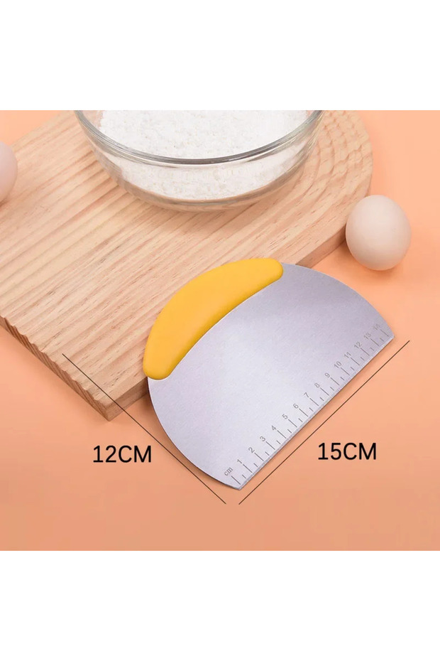 1PCS Yellow-1pcs Stainless Steel Pastry Cutter Flour Pastry Scraper Chopper Scale Dough Pizza Cutter