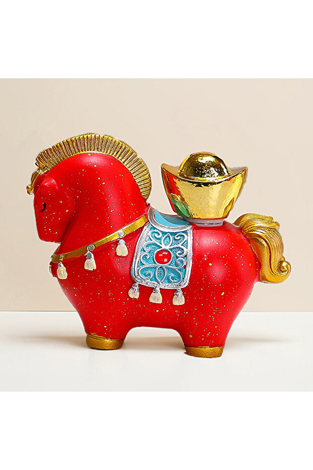 A5 Office Desktop Decoration Creative Transfer Zodiac Horse Back Lucky Bag Ingot Can Be Rotated Home