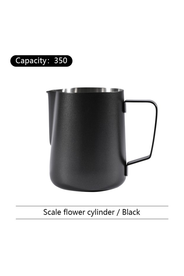 Black-350ml Milk Frothing Pitcher 350/500ml Stainless Steel Coffee Barista Frother Pitcher Espresso
