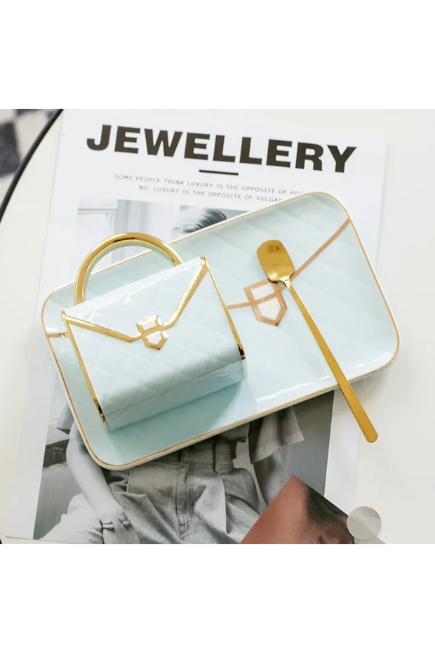 310ml Blue mug 310ml 490ml Bag Shaped Coffee Mug Luruxy Aesthetic Cup Ceramic Handbag Shape Tea Mug