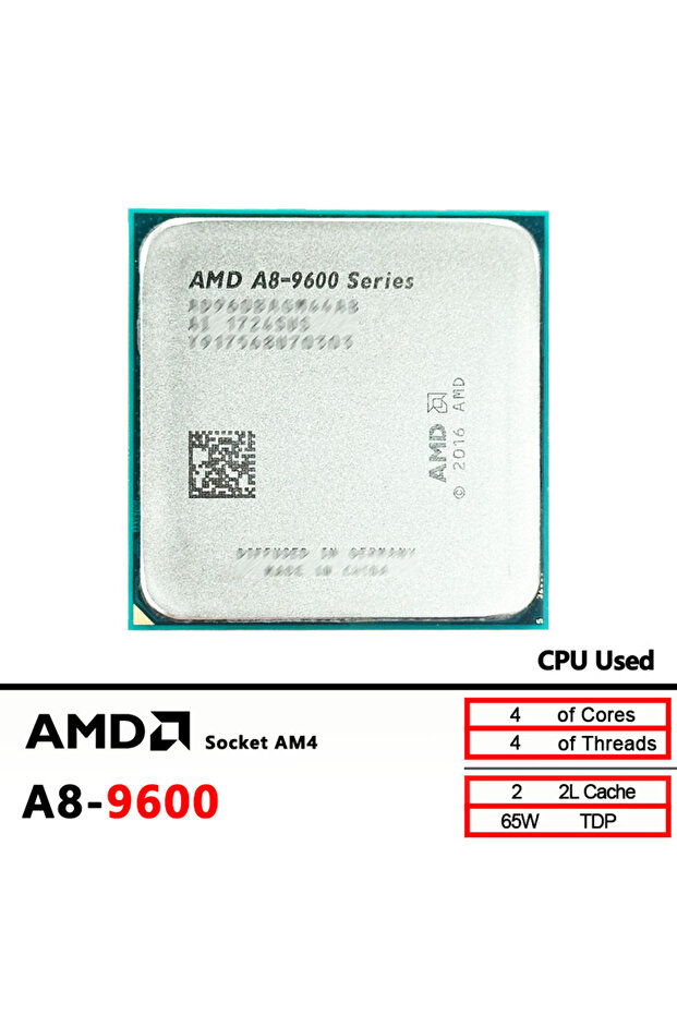 معالج AMD A8 9600 مستعمل من سلسلة A8 بتردد 3.1 جيجاهرتز وقدرة 65 واط رباعي النواة طراز AD9600AGM44AB / AD960BAGM