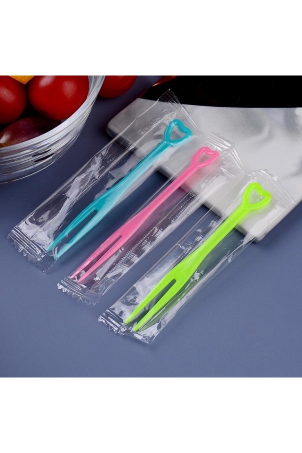 200pcs Three Color 200pcs Fruit Fork Mini Snack Cake Dessert Home Dining Plastic Food Fruit Pick Too
