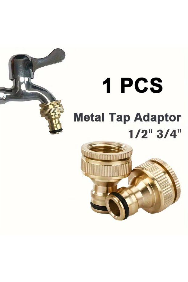 1-Pcs 1/2" & 3/4" Metal Garden Hose Quick Connectors - 2-in-1 Faucet Adapter for Watering Nozzles...