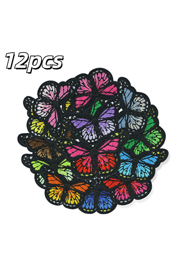 CT-LU01-12PCS 12pcs Cute Embroideried Iron On Patches Daisy Sunflower Bee Butterfly Animal Patch App