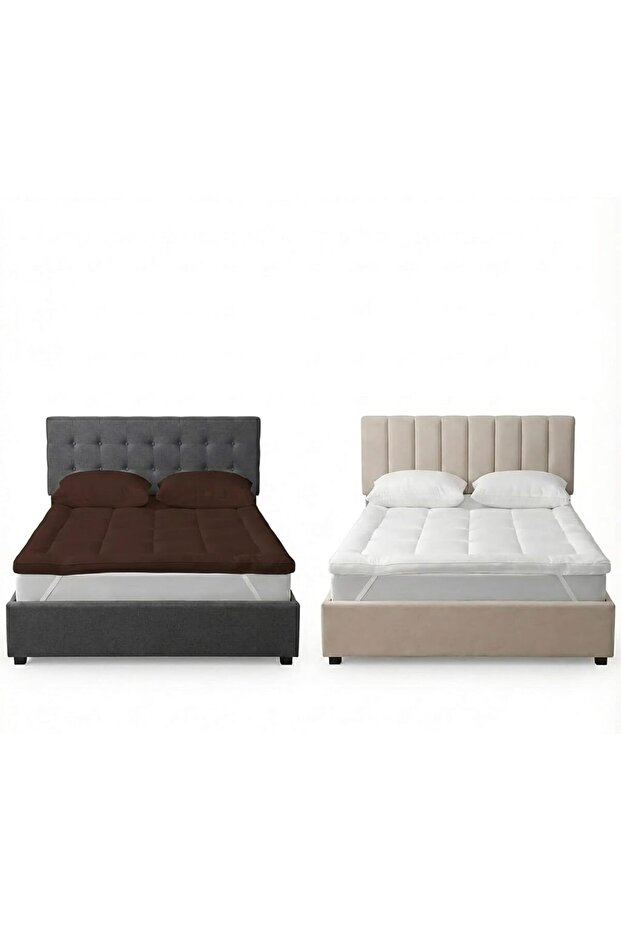 Microfiber Mattress Topper Pack of 2 | 5cm Thick Mattress Topper (100x200) | Plain 90 GSM Luxury Bed