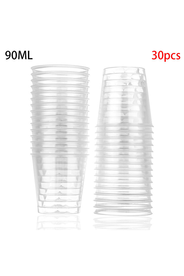 30pcs 90ml 30/50X Round Reusable Plastic Shot Glasses Dessert Cups Disposable Glass Drinks