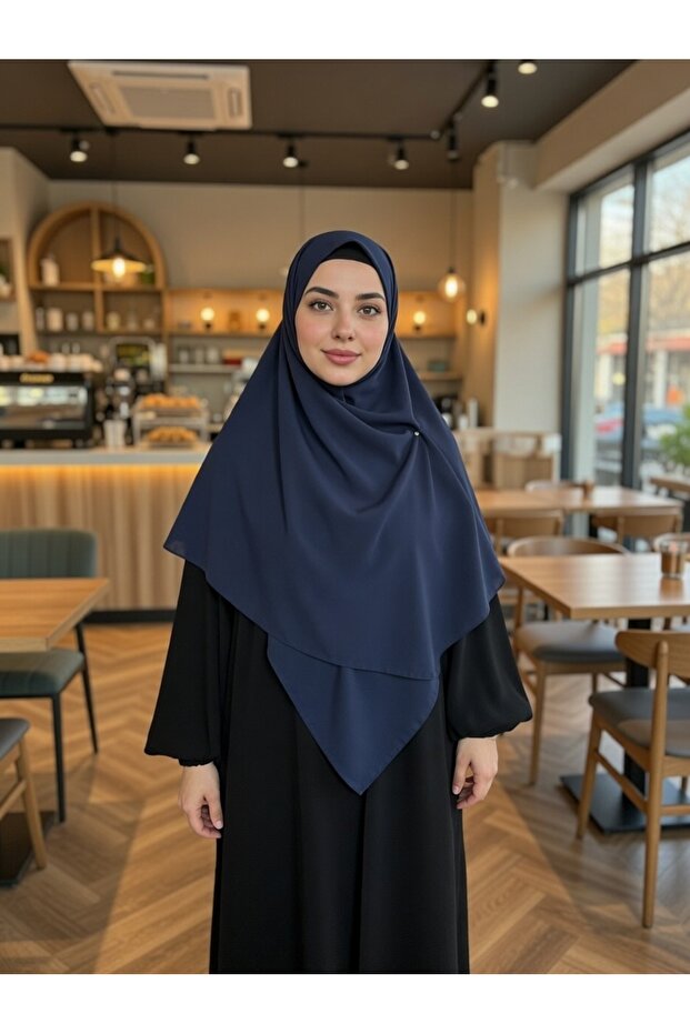 Oversized Medina Silk Scarf-Navy Blue 120X120