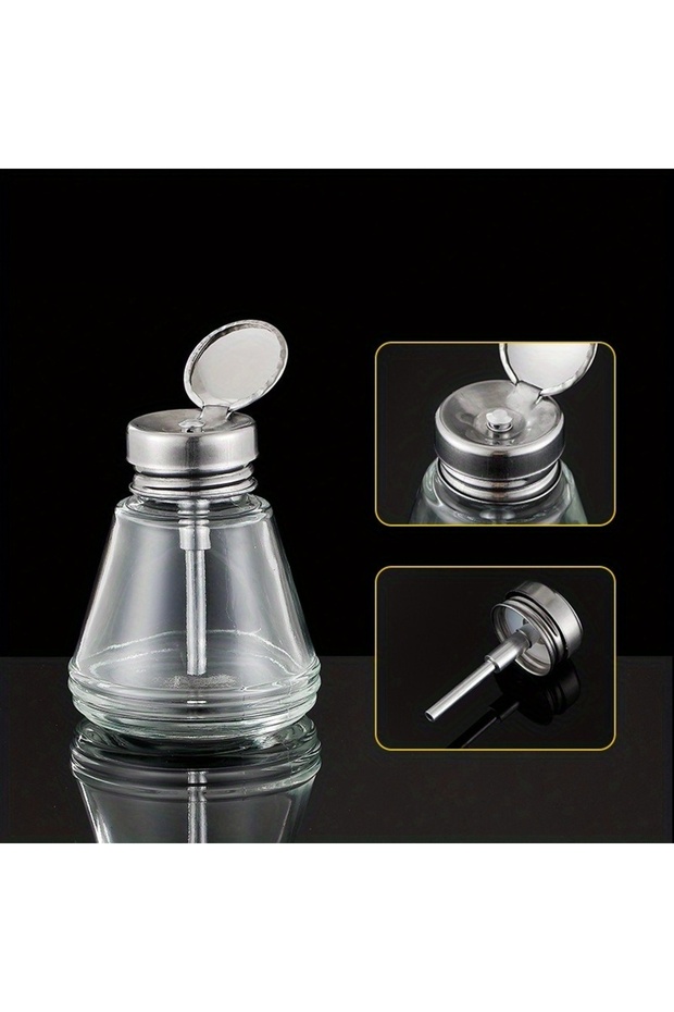 conical Glass Alcohol Bottle Press Type Alcohol Bottle Nail Art Tool Nail Washing Water Bottle Plate