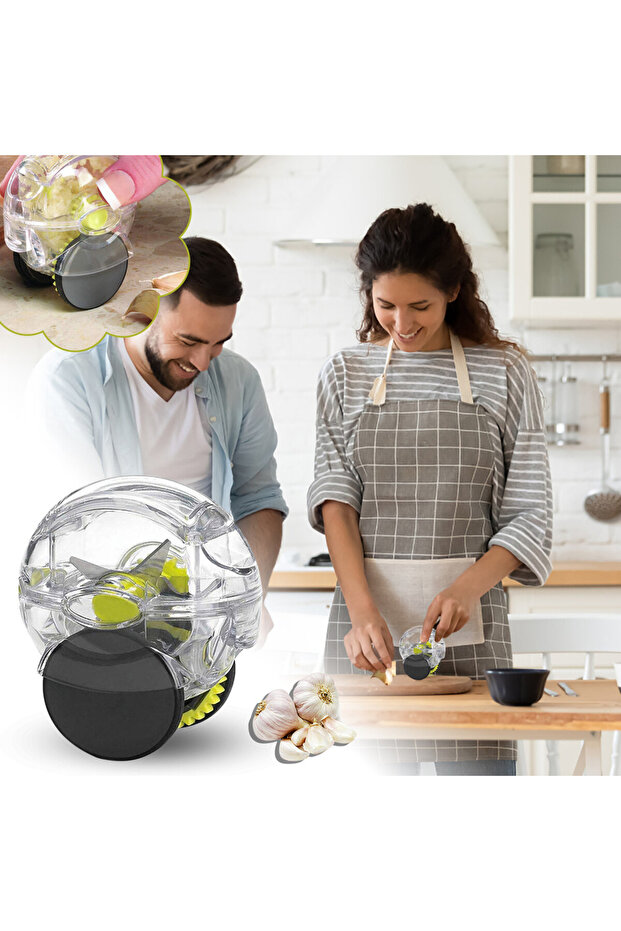 Black Kitchen Convenient Multi-function Small Tools Roller Garlic Chopper Manual Quick Ginger Masher - 1