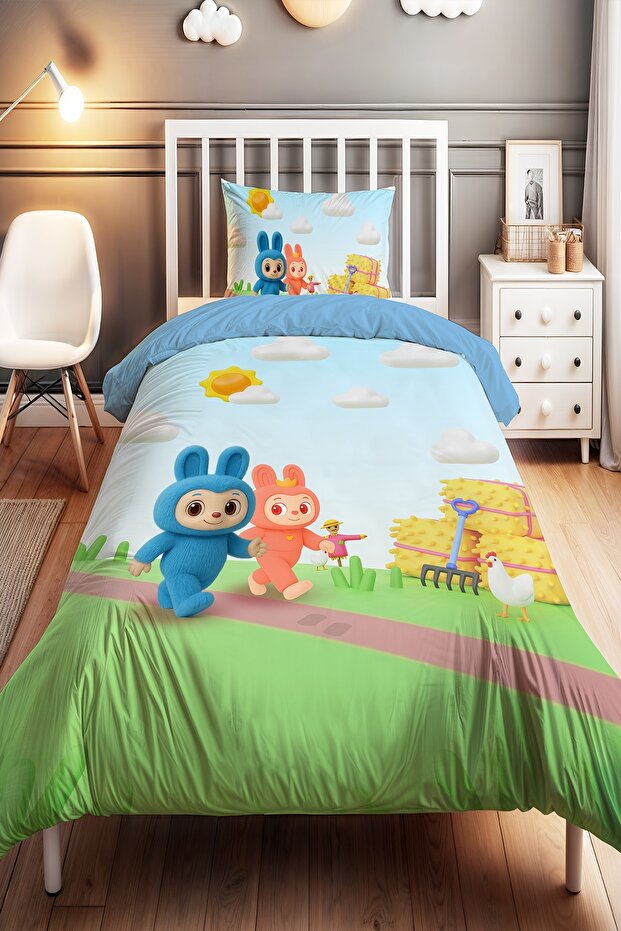 Pofi Patterned Single Baby Kids Bedding Set in the Farm