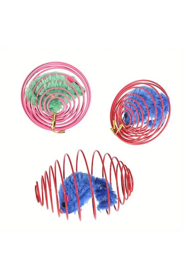 2pcs Random color Random color 1-3pcs Cat Toy Assortment with Springs & Balls, Random Bright Colors