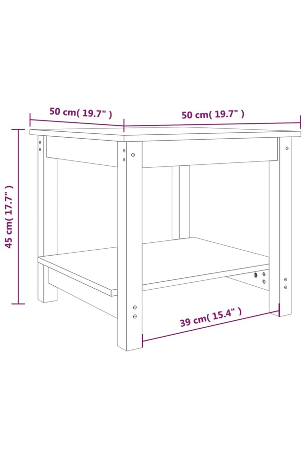 Coffee table, black, 50x50x45 cm, solid pine wood - 7