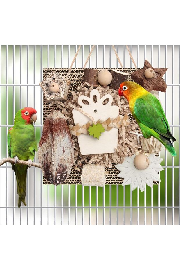 YELLOW Bird Toys, Parakeet Toys Parrot Toy Conure Hanging Chewable Cardboard Foraging Suitable for B
