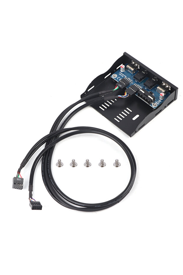 لوحة أمامية سوداء لمنفذ USB 2.0 وHDAUDIO مقاس 3.5 بوصة بـ 9 دبابيس - 1