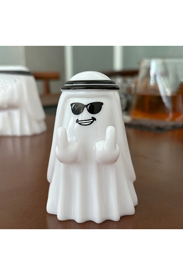 تمثال شبح لطيف عادي - قطعة واحدة مع إصبع أوسط، تمثال شبح صغير مخيف، ديكور منزلي للهالوين