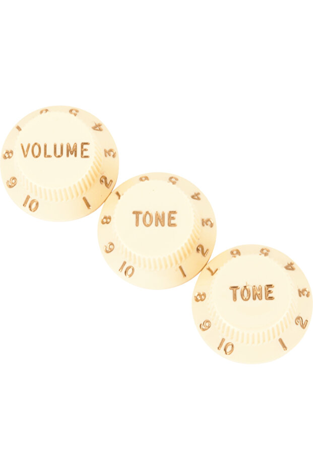0991369000 Stratocaster Plastic Knob Set (Aged White - 1 Volume 2 Tone) | Spare Parts Sararm