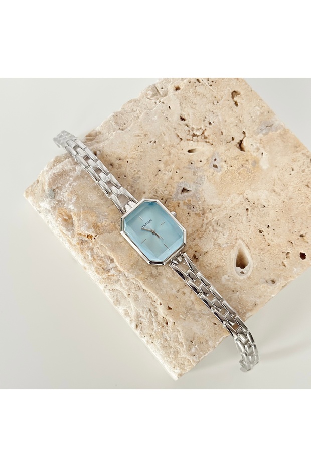 ساعة أنجولير الفضية باللون الأزرق - 2