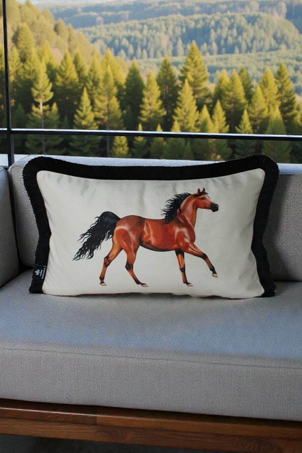 Throw Pillow Cover 35X50 cm Babyface Fabric Double Sided Black Tassel Digital Printing