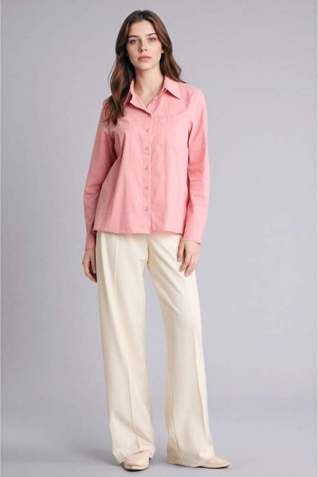 %100 Pamuk Basic Gömlek W7734AZ26SP - 2