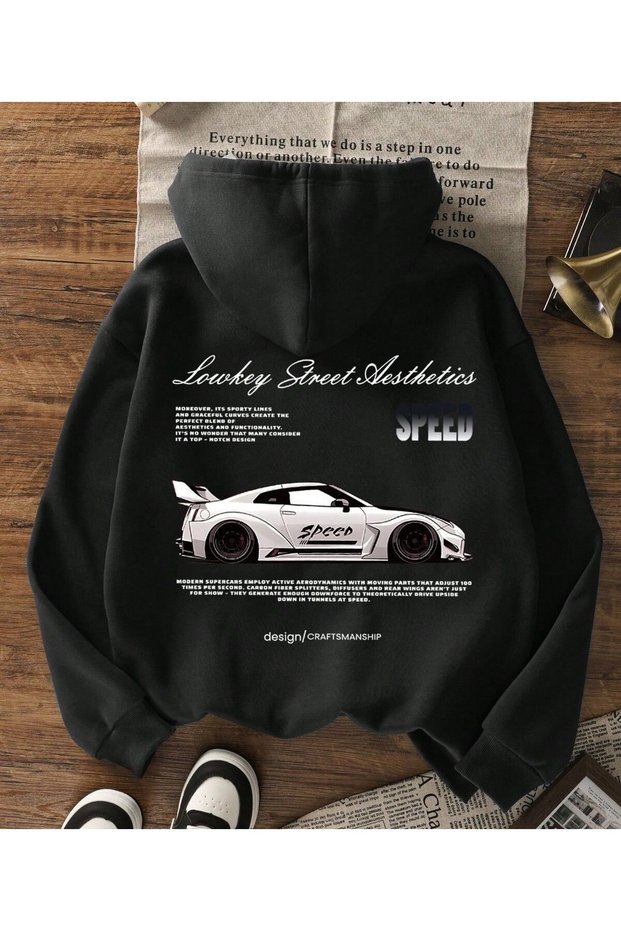 Speed Text Printed Hooded Sweatshirt