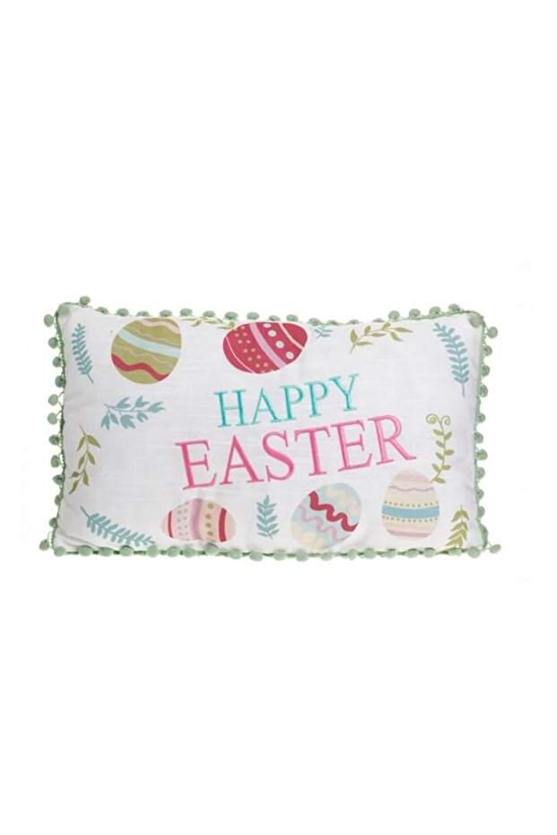 Decorative Pillow with Spring Pattern and Easter Eggs - 2