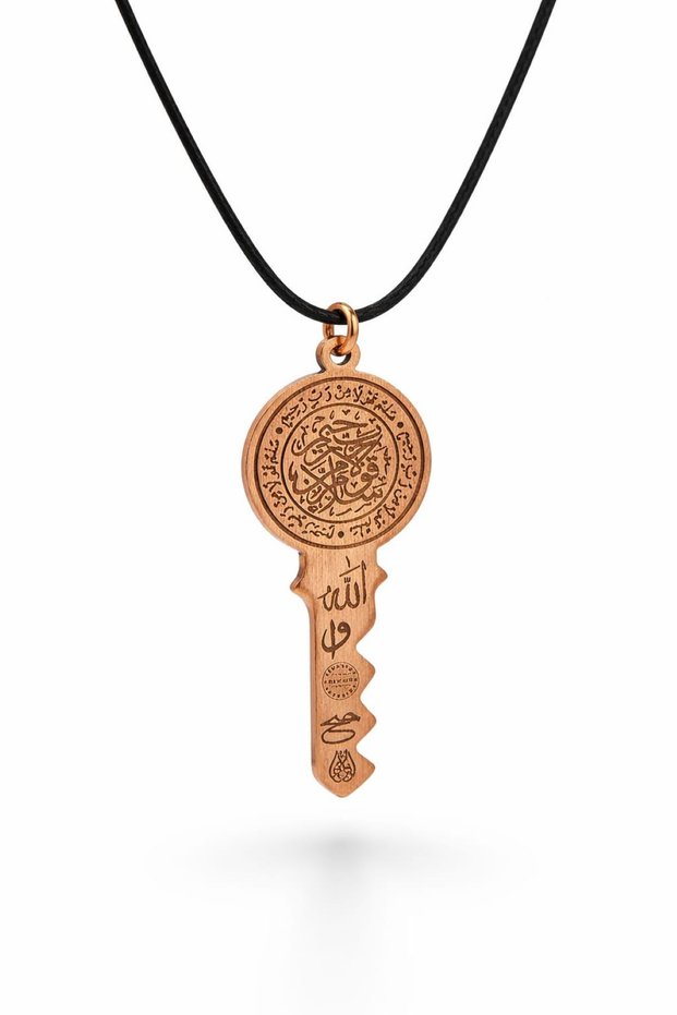 Pure Copper Key Pendant Seal of Solomon with Prayer Spiritual Symbols