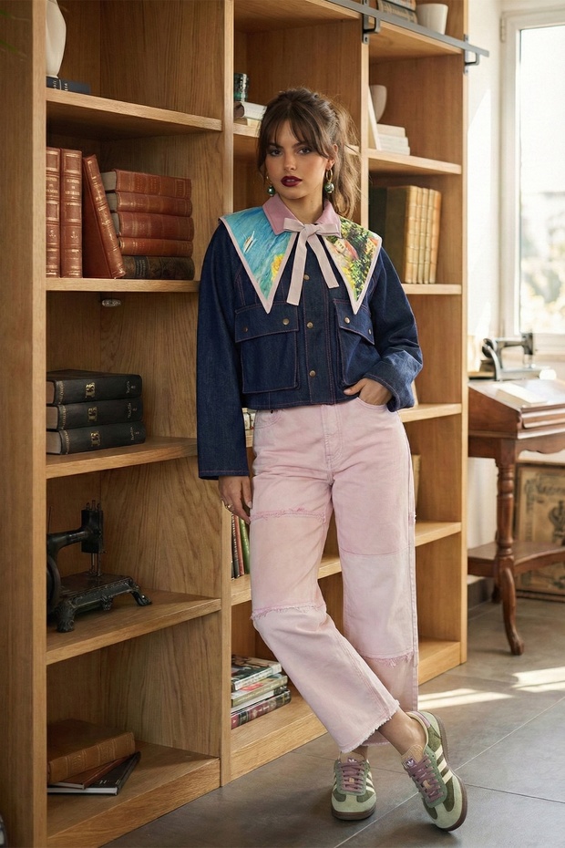 Patterned Pink Satin Collar - 2