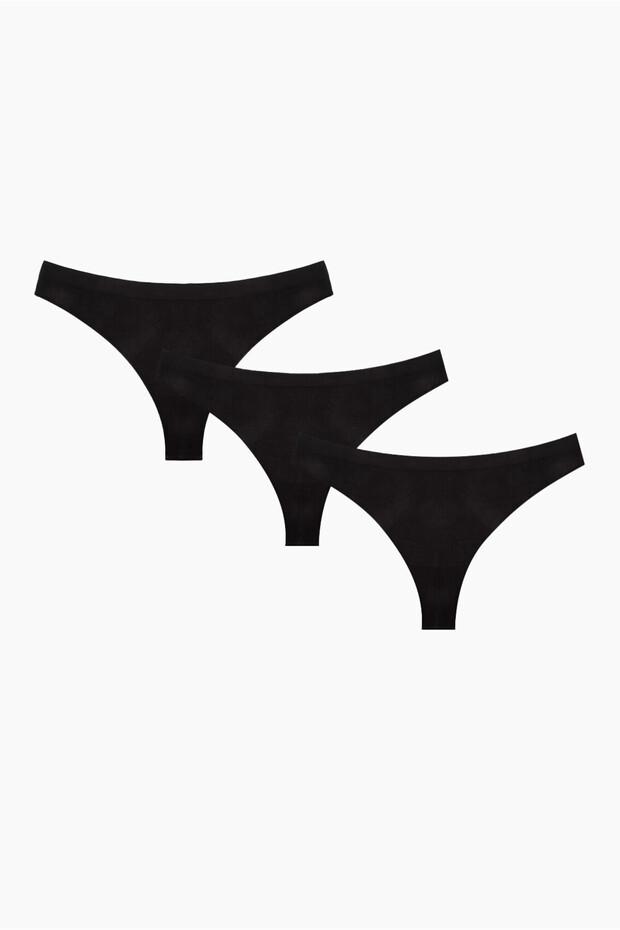 Siyah Dikişsiz 3lü String - 1