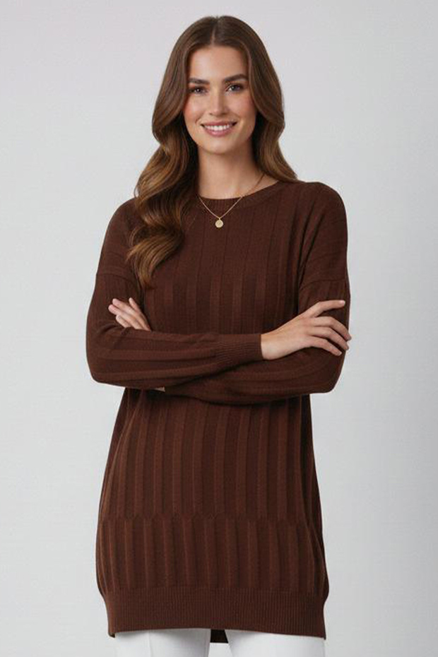 تونيك منقوش N3174 بني - 1