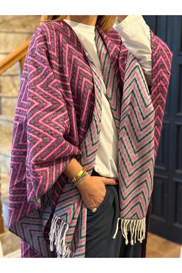 Double-Sided Knitwear Poncho Shawl Women's Clothing Accessory