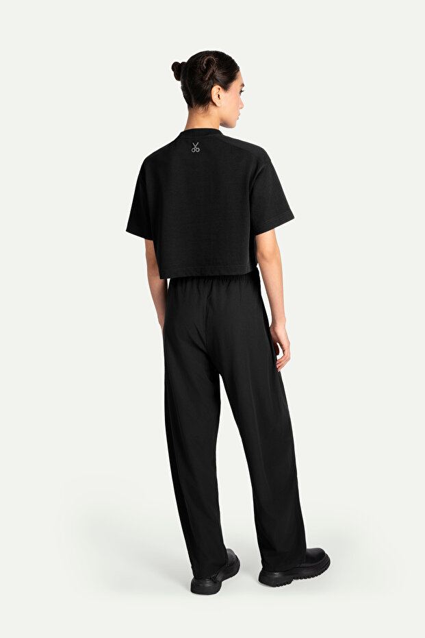 Kadın Urban Cut Crop Basic T-Shirt - Tar - 5