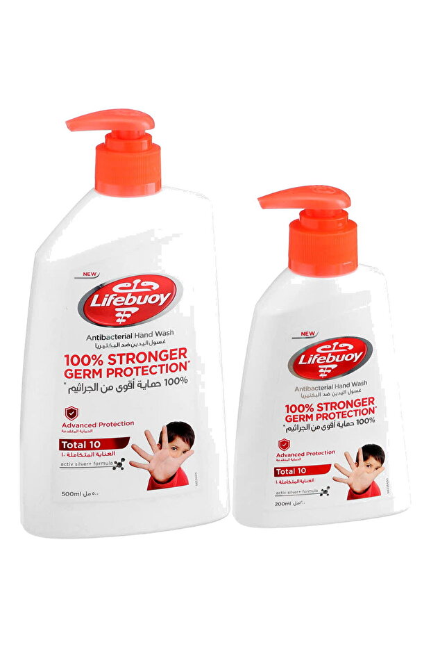 Total 10 Liquid Anti-Bacterial Hand Wash Pump Value Bundle (500ml+200ml)