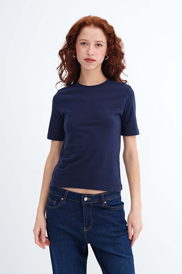 Bisiklet Yaka Basic T-shirt P1903 - 1