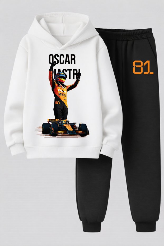 Oscar Piastri Printed 3-Yarn Quality Sweatshirt and Trackpants F1 Kids' Top-Bottom Set