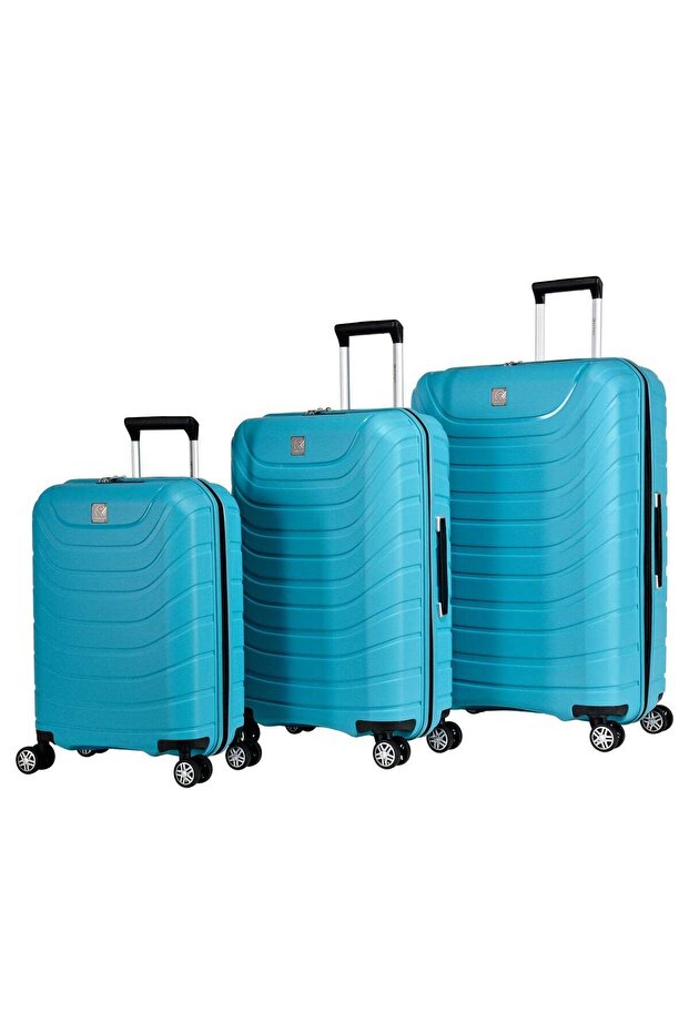 Knight Hard Case Travel Bag Trolley Luggage Set of 3 Polypropylene Lightweight Suitcase