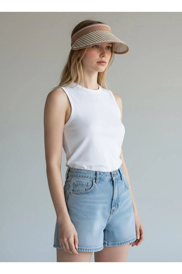 Brown Houndstooth Patterned Visor Adjustable Visor Hat - 8