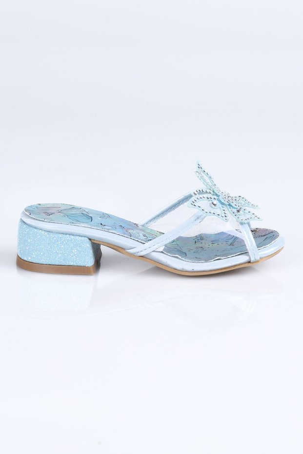 T.400 Cinderella Heeled Slippers-Blue - 32