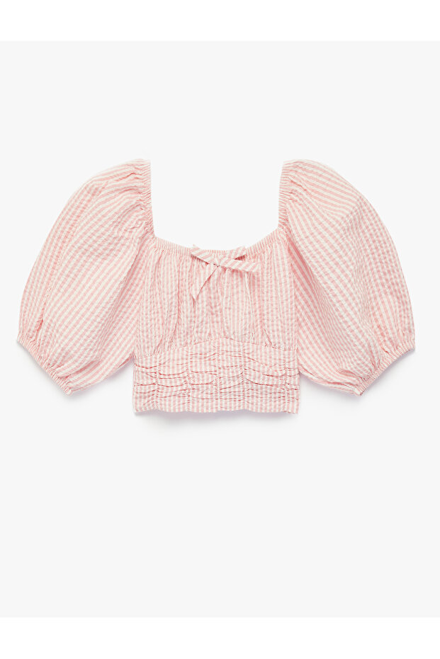 Girl'S Pink Stripe Striped Crop Blouse