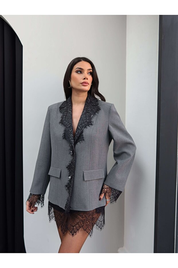 Dantelli Blazer Ceket - 6